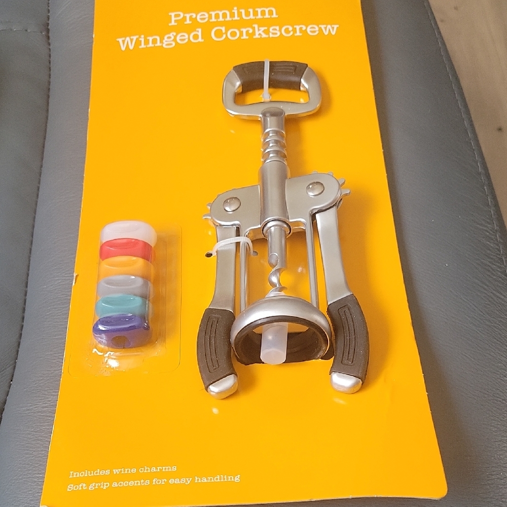Premium Winged Corkscrew with Wine Charms